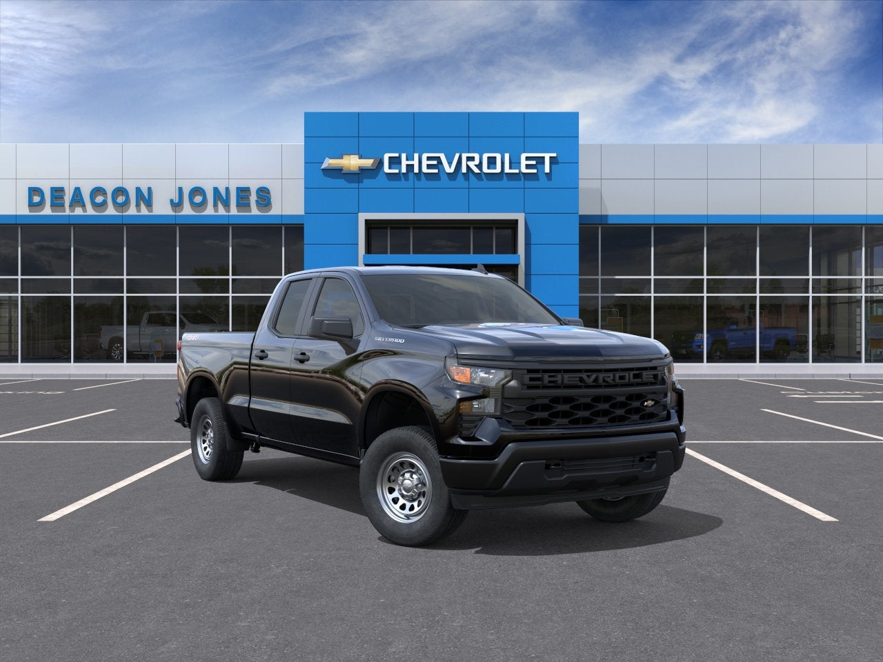 2026 Chevrolet Silverado 1500 WT in Black — front three-quarter view