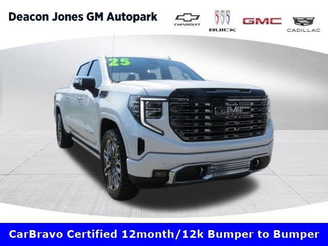 2025 GMC Sierra 1500 Denali Ultimate in White Frost Tricoat — front three-quarter view